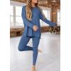 imagePRETTYGARDEN Womens 2 Piece Outfits Casual Long Sleeve Tunic Tops Legging Pants Matching Lounge Sets SweatsuitsBlue