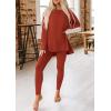 imagePRETTYGARDEN Womens 2 Piece Outfits Casual Long Sleeve Tunic Tops Legging Pants Matching Lounge Sets SweatsuitsBrick Red
