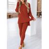 imagePRETTYGARDEN Womens 2 Piece Outfits Casual Long Sleeve Tunic Tops Legging Pants Matching Lounge Sets SweatsuitsBrick Red