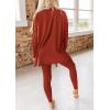 imagePRETTYGARDEN Womens 2 Piece Outfits Casual Long Sleeve Tunic Tops Legging Pants Matching Lounge Sets SweatsuitsBrick Red
