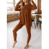 imagePRETTYGARDEN Womens 2 Piece Outfits Casual Long Sleeve Tunic Tops Legging Pants Matching Lounge Sets SweatsuitsCaramel