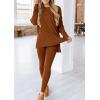 imagePRETTYGARDEN Womens 2 Piece Outfits Casual Long Sleeve Tunic Tops Legging Pants Matching Lounge Sets SweatsuitsCaramel