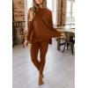 imagePRETTYGARDEN Womens 2 Piece Outfits Casual Long Sleeve Tunic Tops Legging Pants Matching Lounge Sets SweatsuitsCaramel