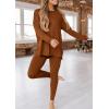 imagePRETTYGARDEN Womens 2 Piece Outfits Casual Long Sleeve Tunic Tops Legging Pants Matching Lounge Sets SweatsuitsCaramel