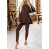 imagePRETTYGARDEN Womens 2 Piece Outfits Casual Long Sleeve Tunic Tops Legging Pants Matching Lounge Sets SweatsuitsCoffee