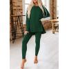 imagePRETTYGARDEN Womens 2 Piece Outfits Casual Long Sleeve Tunic Tops Legging Pants Matching Lounge Sets SweatsuitsDark Green
