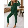 imagePRETTYGARDEN Womens 2 Piece Outfits Casual Long Sleeve Tunic Tops Legging Pants Matching Lounge Sets SweatsuitsDark Green