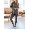 imagePRETTYGARDEN Womens 2 Piece Outfits Casual Long Sleeve Tunic Tops Legging Pants Matching Lounge Sets SweatsuitsDark Grey