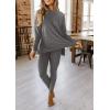 imagePRETTYGARDEN Womens 2 Piece Outfits Casual Long Sleeve Tunic Tops Legging Pants Matching Lounge Sets SweatsuitsDark Grey