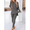 imagePRETTYGARDEN Womens 2 Piece Outfits Casual Long Sleeve Tunic Tops Legging Pants Matching Lounge Sets SweatsuitsDark Grey