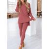 imagePRETTYGARDEN Womens 2 Piece Outfits Casual Long Sleeve Tunic Tops Legging Pants Matching Lounge Sets SweatsuitsDusty Pink