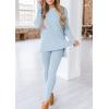 imagePRETTYGARDEN Womens 2 Piece Outfits Casual Long Sleeve Tunic Tops Legging Pants Matching Lounge Sets SweatsuitsLight Blue
