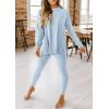 imagePRETTYGARDEN Womens 2 Piece Outfits Casual Long Sleeve Tunic Tops Legging Pants Matching Lounge Sets SweatsuitsLight Blue