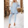 imagePRETTYGARDEN Womens 2 Piece Outfits Casual Long Sleeve Tunic Tops Legging Pants Matching Lounge Sets SweatsuitsLight Blue