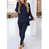 imagePRETTYGARDEN Womens 2 Piece Outfits Casual Long Sleeve Tunic Tops Legging Pants Matching Lounge Sets SweatsuitsNavy