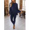 imagePRETTYGARDEN Womens 2 Piece Outfits Casual Long Sleeve Tunic Tops Legging Pants Matching Lounge Sets SweatsuitsNavy