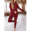 imagePRETTYGARDEN Womens 2 Piece Outfits Casual Long Sleeve Tunic Tops Legging Pants Matching Lounge Sets SweatsuitsWine Red
