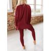 imagePRETTYGARDEN Womens 2 Piece Outfits Casual Long Sleeve Tunic Tops Legging Pants Matching Lounge Sets SweatsuitsWine Red