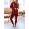 imagePRETTYGARDEN Womens 2 Piece Outfits Casual Long Sleeve Tunic Tops Legging Pants Matching Lounge Sets SweatsuitsWine Red