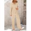 imagePRETTYGARDEN Womens 2 Piece Textured Sets Casual Button Down Shirt Wide Leg Pants Outfit Loungewear TracksuitApricot