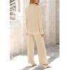 imagePRETTYGARDEN Womens 2 Piece Textured Sets Casual Button Down Shirt Wide Leg Pants Outfit Loungewear TracksuitApricot