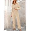 imagePRETTYGARDEN Womens 2 Piece Textured Sets Casual Button Down Shirt Wide Leg Pants Outfit Loungewear TracksuitApricot