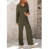 imagePRETTYGARDEN Womens 2 Piece Textured Sets Casual Button Down Shirt Wide Leg Pants Outfit Loungewear TracksuitArmy Green