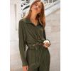 imagePRETTYGARDEN Womens 2 Piece Textured Sets Casual Button Down Shirt Wide Leg Pants Outfit Loungewear TracksuitArmy Green