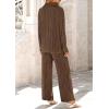 imagePRETTYGARDEN Womens 2 Piece Textured Sets Casual Button Down Shirt Wide Leg Pants Outfit Loungewear TracksuitCoffee