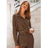 imagePRETTYGARDEN Womens 2 Piece Textured Sets Casual Button Down Shirt Wide Leg Pants Outfit Loungewear TracksuitCoffee