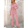 imagePRETTYGARDEN Womens 2 Piece Textured Sets Casual Button Down Shirt Wide Leg Pants Outfit Loungewear TracksuitDusty Pink