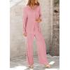 imagePRETTYGARDEN Womens 2 Piece Textured Sets Casual Button Down Shirt Wide Leg Pants Outfit Loungewear TracksuitDusty Pink