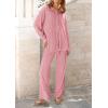 imagePRETTYGARDEN Womens 2 Piece Textured Sets Casual Button Down Shirt Wide Leg Pants Outfit Loungewear TracksuitDusty Pink
