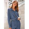 imagePRETTYGARDEN Womens 2 Piece Textured Sets Casual Button Down Shirt Wide Leg Pants Outfit Loungewear TracksuitGrey Blue