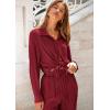 imagePRETTYGARDEN Womens 2 Piece Textured Sets Casual Button Down Shirt Wide Leg Pants Outfit Loungewear TracksuitWine Red