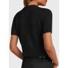 imagePRETTYGARDEN Womens Casual Summer Short Sleeve Cardigans 2025 Button Down Knitted Sweater Basic Crew Neck Crop TopsBlack