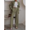 imagePRETTYGARDEN Womens Fall Two Piece Outfits Dressy Blazer Jacket and Wide Leg Pants Pockets Business Casual Office Suit SetsArmy Green