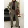 imagePRETTYGARDEN Womens Fall Two Piece Outfits Dressy Blazer Jacket and Wide Leg Pants Pockets Business Casual Office Suit SetsArmy Green