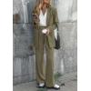 imagePRETTYGARDEN Womens Fall Two Piece Outfits Dressy Blazer Jacket and Wide Leg Pants Pockets Business Casual Office Suit SetsArmy Green