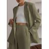 imagePRETTYGARDEN Womens Fall Two Piece Outfits Dressy Blazer Jacket and Wide Leg Pants Pockets Business Casual Office Suit SetsArmy Green