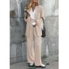 imagePRETTYGARDEN Womens Fall Two Piece Outfits Dressy Blazer Jacket and Wide Leg Pants Pockets Business Casual Office Suit SetsBeige