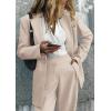 imagePRETTYGARDEN Womens Fall Two Piece Outfits Dressy Blazer Jacket and Wide Leg Pants Pockets Business Casual Office Suit SetsBeige