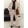 imagePRETTYGARDEN Womens Fall Two Piece Outfits Dressy Blazer Jacket and Wide Leg Pants Pockets Business Casual Office Suit SetsBeige