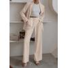 imagePRETTYGARDEN Womens Fall Two Piece Outfits Dressy Blazer Jacket and Wide Leg Pants Pockets Business Casual Office Suit SetsBeige