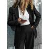 imagePRETTYGARDEN Womens Fall Two Piece Outfits Dressy Blazer Jacket and Wide Leg Pants Pockets Business Casual Office Suit SetsBlack