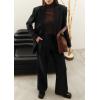 imagePRETTYGARDEN Womens Fall Two Piece Outfits Dressy Blazer Jacket and Wide Leg Pants Pockets Business Casual Office Suit SetsBlack