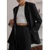 imagePRETTYGARDEN Womens Fall Two Piece Outfits Dressy Blazer Jacket and Wide Leg Pants Pockets Business Casual Office Suit SetsBlack