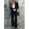 imagePRETTYGARDEN Womens Fall Two Piece Outfits Dressy Blazer Jacket and Wide Leg Pants Pockets Business Casual Office Suit SetsBlack
