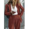 imagePRETTYGARDEN Womens Fall Two Piece Outfits Dressy Blazer Jacket and Wide Leg Pants Pockets Business Casual Office Suit SetsBrown Red