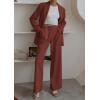 imagePRETTYGARDEN Womens Fall Two Piece Outfits Dressy Blazer Jacket and Wide Leg Pants Pockets Business Casual Office Suit SetsBrown Red